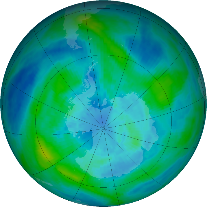 Antarctic ozone map for 26 March 1990